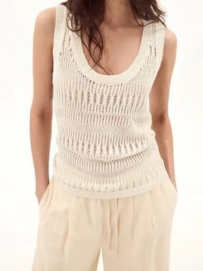 Zara Open-Knit Scoop Tank Top - white XS / S